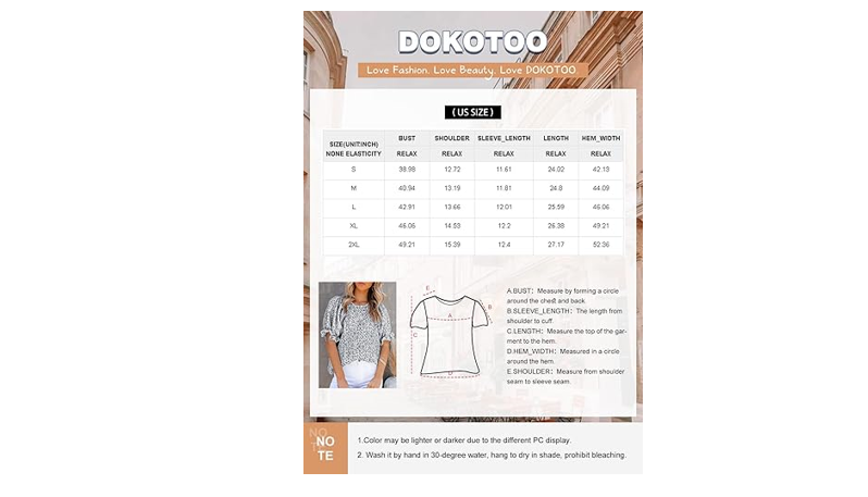 Dokotoo 2024 Summer Blouses for Women Tops Crew Neck Smocked Short Puff, 2XL