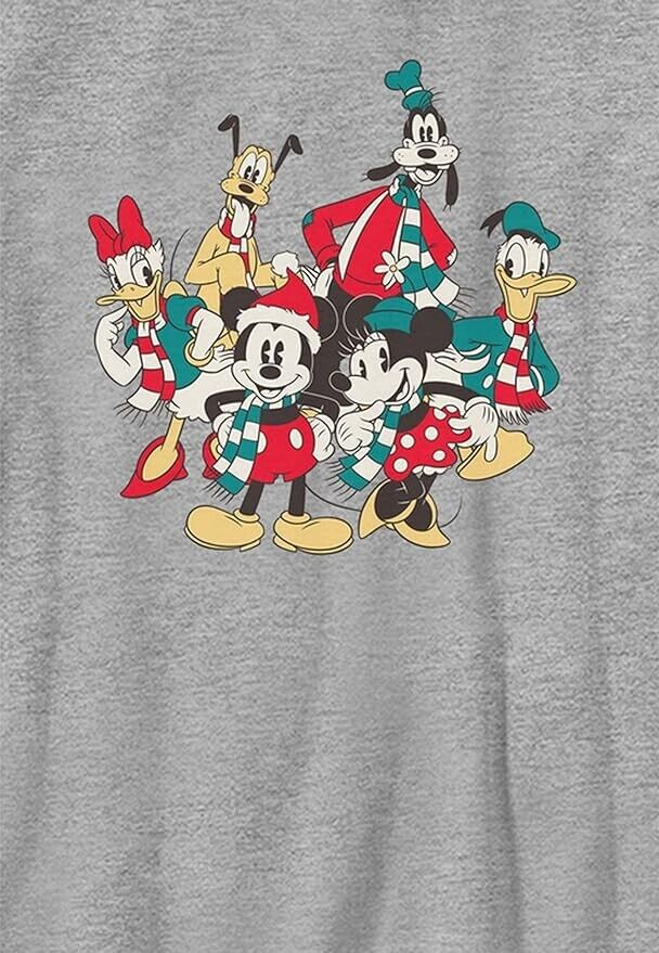 Disney Mickey and Friends Christmas Vintage Group Shot Boys T-Shirt, XL