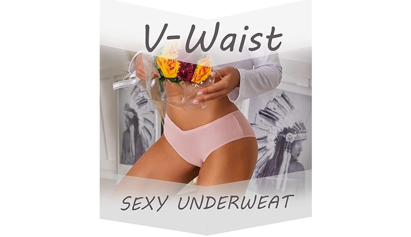 CuteByte 6 Pack Womens Cotton Underwear Sexy Breathable High Cut Panties Low, L