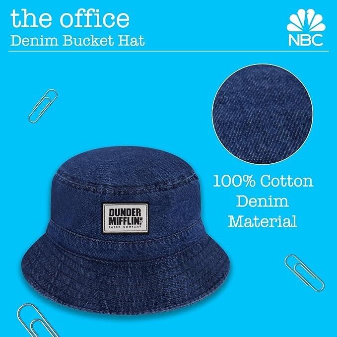 Concept One The Office Dunder Mifflin Bucket Hat, Packable Hat, Wide Brim, Blue