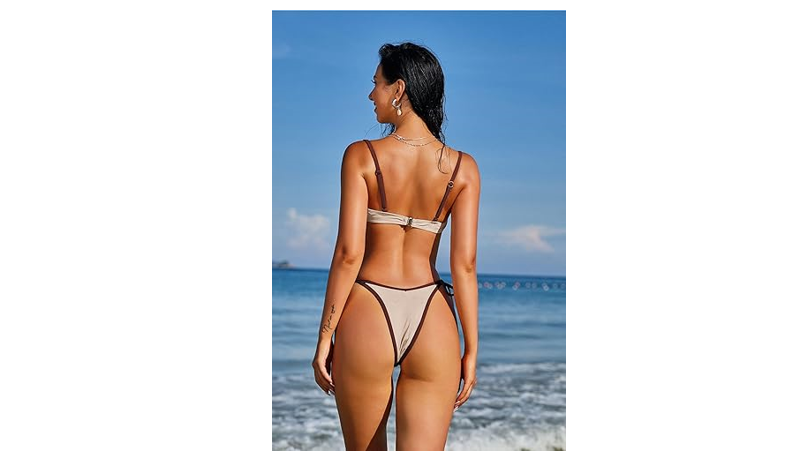ZAFUL Women's Underwire Bikini High Cut Bikini Set Tie Side Bottom Two Piece, S