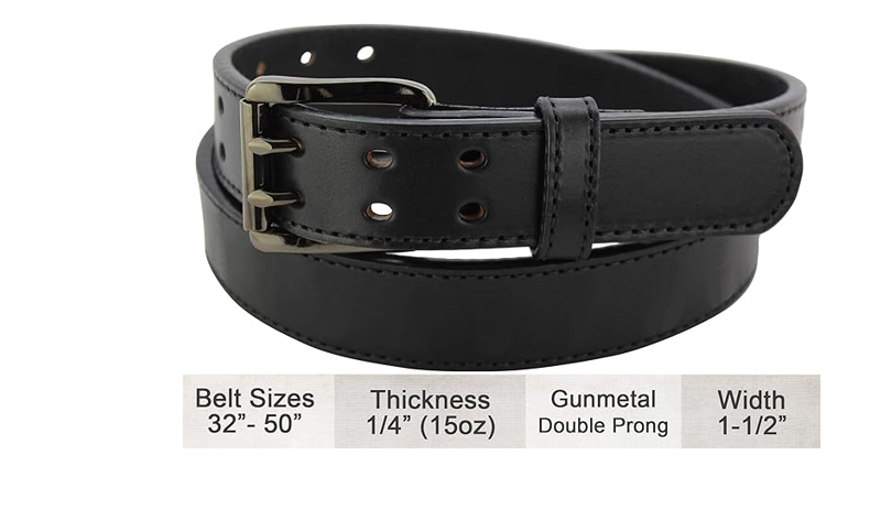 Bullhide Belts Mens Leather Double Prong Belt, Heavy-Duty, Genuine Full Grain,40
