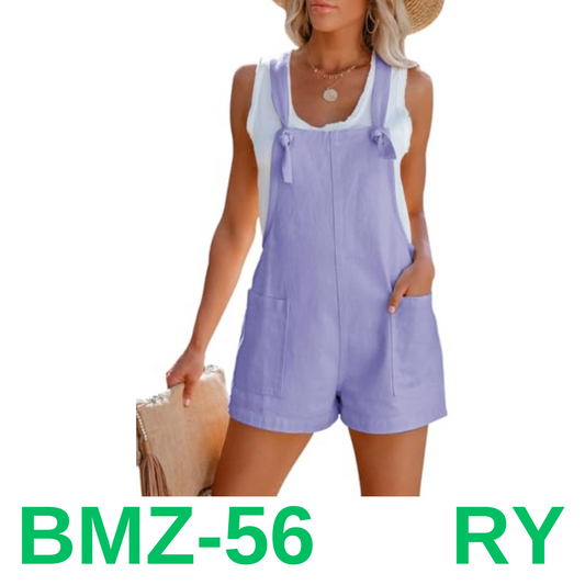 Aoudery Women's Summer Casual Sleeveless Rompers Loose Spaghetti Strap Short, M