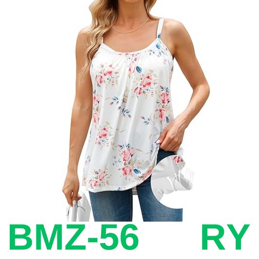 V FOR CITY Flowy Tank Top for Women Built-in Bra Adjustable Strap Camisole, L