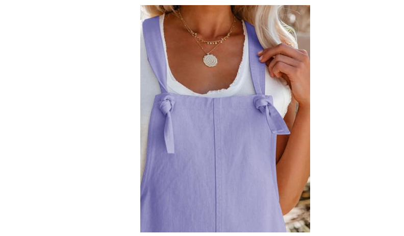 Aoudery Women's Summer Casual Sleeveless Rompers Loose Spaghetti Strap Short, M