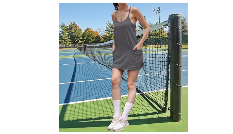 UNIANKIYA Womens Tennis Dress Workout Mini Dress with Built-in Romper, XL