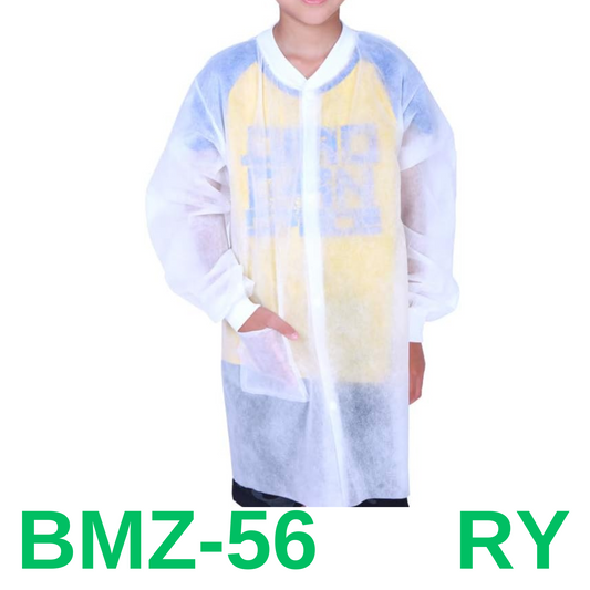 Cleaing Pack of 10 Disposable Lab Coats for Kids with Knit Cuffs, Medium