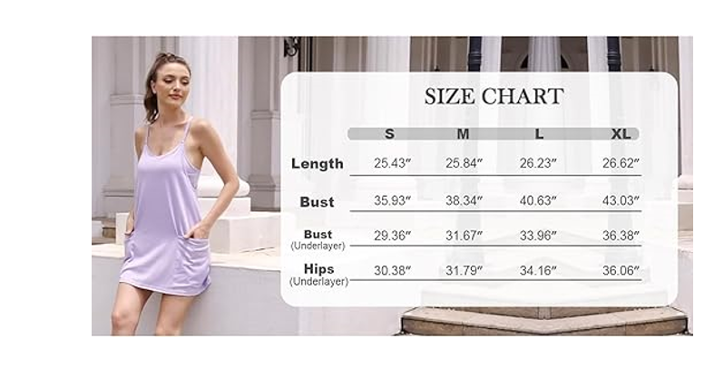 UNIANKIYA Womens Tennis Dress Workout Mini Dress with Built-in Romper, XL
