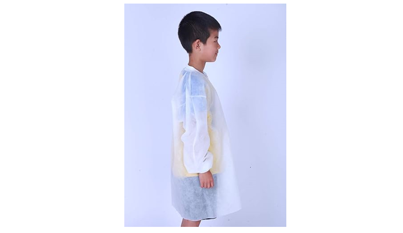 Cleaing Pack of 10 Disposable Lab Coats for Kids with Knit Cuffs, Medium
