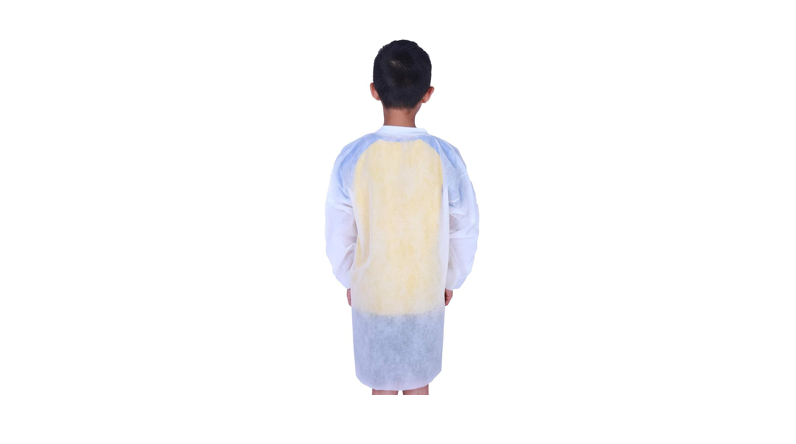 Cleaing Pack of 10 Disposable Lab Coats for Kids with Knit Cuffs, Medium