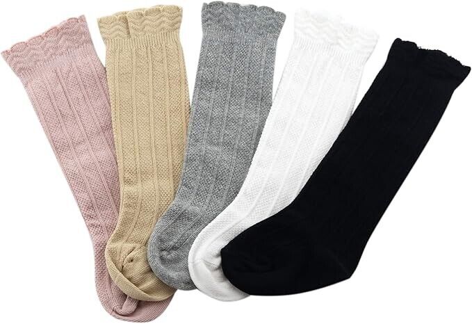 Bestjybt Baby Girls Boys Knee High Cotton Newborn Infants Toddlers Socks, 3-12M