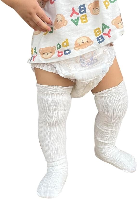 Bestjybt Baby Girls Boys Knee High Cotton Newborn Infants Toddlers Socks, 3-12M
