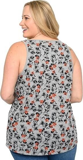 Disney Womens Plus Size Tank Minnie Mouse All Over Print (Heather Grey, 3X)