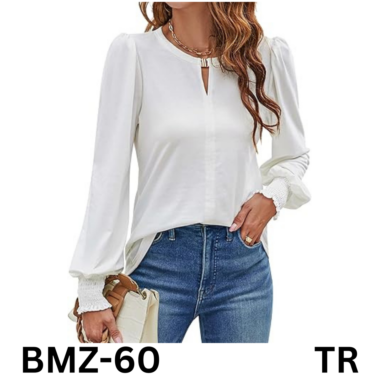 Blooming Jelly Women Long Sleeve Dressy Casual Top Puff Sleeve Shirt Blouse, XXL