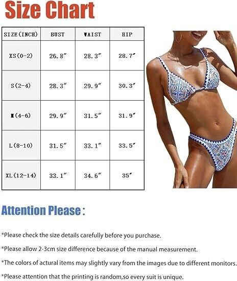 BIKINX Womens Swimsuits Sexy Thong Micro Bikini Ditsy Floral Two Piece Sets, L