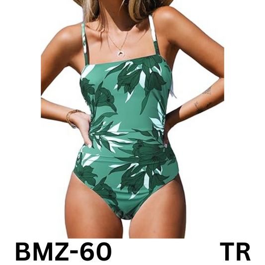 CUPSHE Women's One Piece Square Neck Cutout Back Tummy Control Swimsuit, Green M