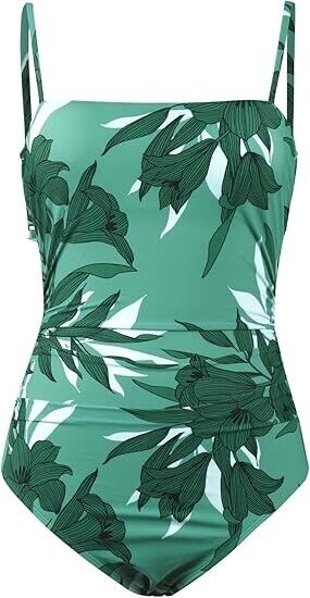 CUPSHE Women's One Piece Square Neck Cutout Back Tummy Control Swimsuit, Green M
