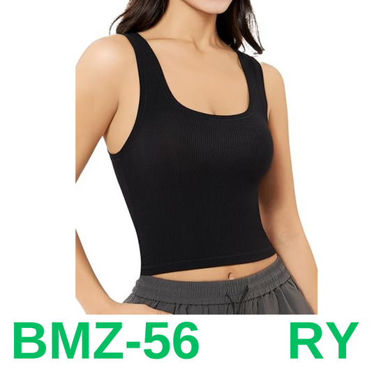 Women's Basic Sleeveless Crop Top Shirt Ribbed Scoop Neck Casual Summer, M