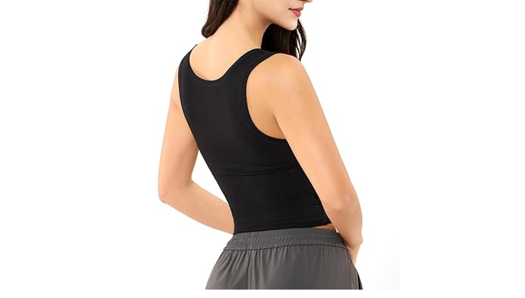 Women's Basic Sleeveless Crop Top Shirt Ribbed Scoop Neck Casual Summer, M