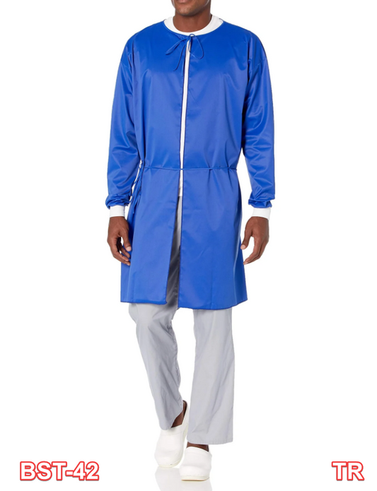 Annette Men's Gown, Reusable & Washable, Elastic Closure, Outdoor, Blue, L-XL