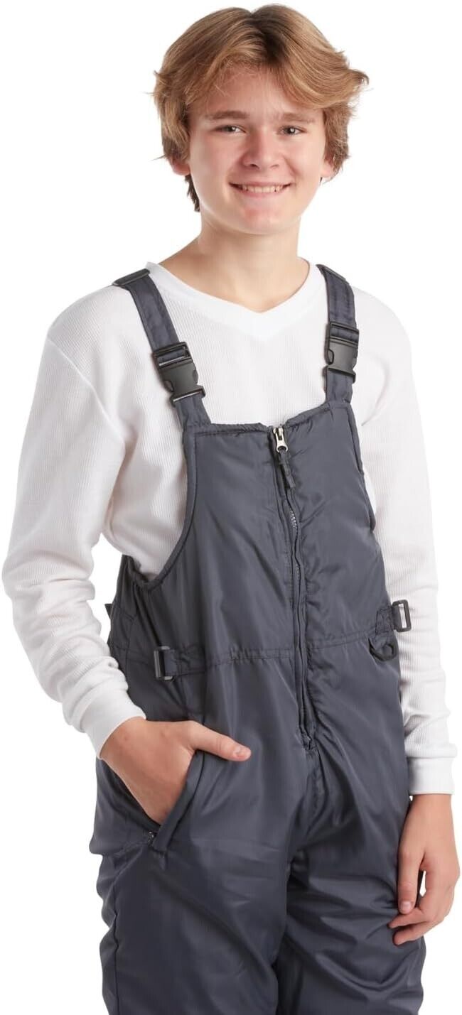 CHEROKEE Kids Snow Bib Boys and Girls Insulated Ski Pants Overalls (4-18), Gray