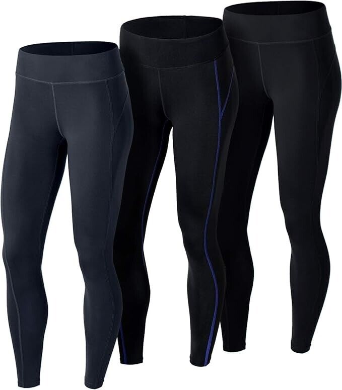 ATHLIO Women's Thermal Yoga Pants Workout Leggings 3 Pack Black/Black/Charcoal M