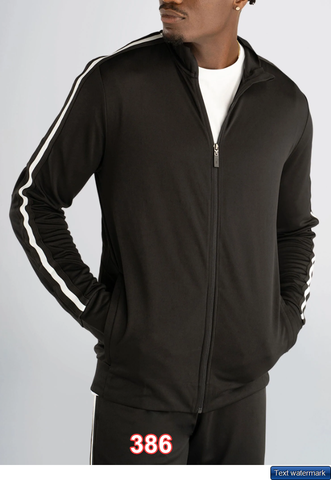 American Tall ATHLETIC STRIPE TALL MEN'S JACKET IN NAVY-WHITE STRIPE Black LT