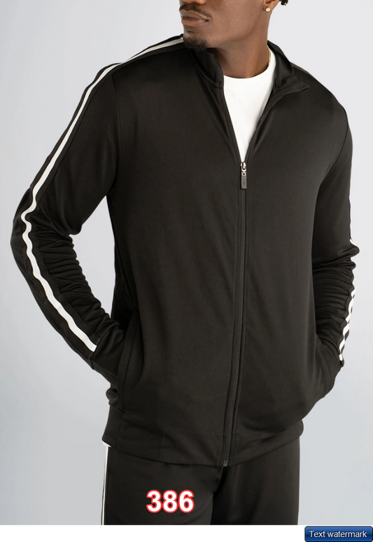 American Tall ATHLETIC STRIPE TALL MEN'S JACKET IN NAVY-WHITE STRIPE Black LT
