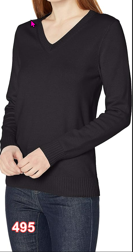 Amazon Essentials Women's 100% Cotton Long-Sleeve V-Neck Sweater Black L