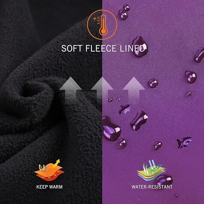 BALEAF Women's Windproof Thermal Softshell Cycling Winter Jacket Purple XL