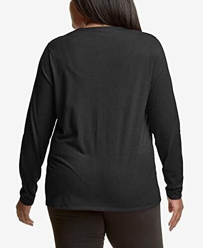 Champion Women's Plus Size T-Shirt C Patch, Black, 1X WOMEN LONG SLEEVE T SHIRT