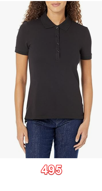 Amazon Essentials Women's Short-Sleeve Polo Shirt Black XL