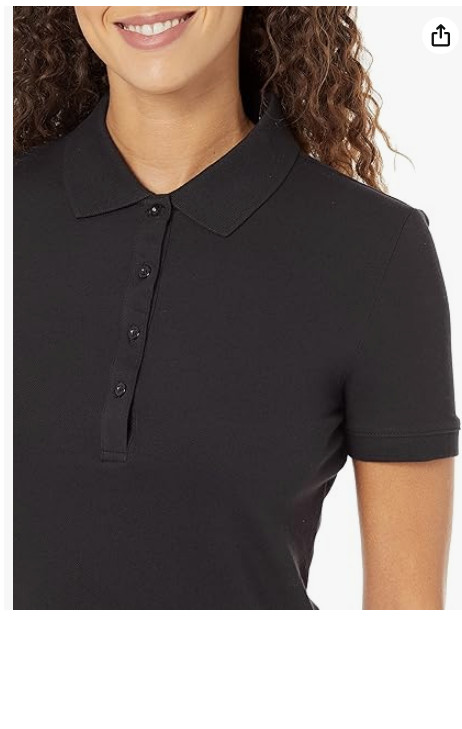 Amazon Essentials Women's Short-Sleeve Polo Shirt Black XL