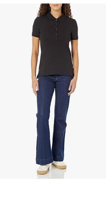 Amazon Essentials Women's Short-Sleeve Polo Shirt Black XL