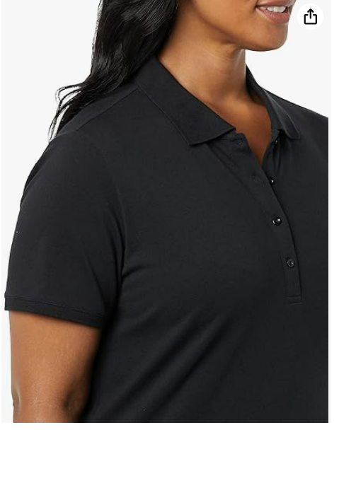 Amazon Essentials Women's Short-Sleeve Polo Shirt Black XL