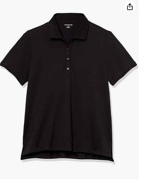 Amazon Essentials Women's Short-Sleeve Polo Shirt Black XL