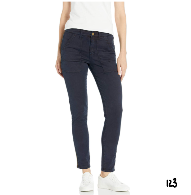 Daily Ritual Women's Stretch Twill High-Rise Ankle-Zip Utility Pant, Navy 14