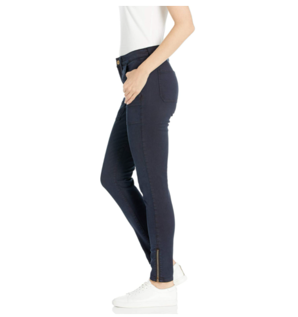 Daily Ritual Women's Stretch Twill High-Rise Ankle-Zip Utility Pant, Navy 14