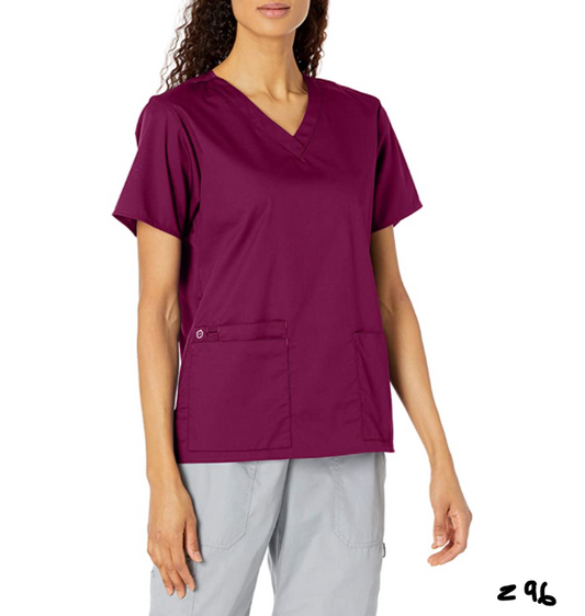 WonderWink 'WonderWORK V-Neck Top' Scrub Top Wine X-Small