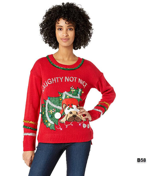 Blizzard Bay Women's Kris Kringle Tunic Hockey Jersey Ugly Christmas Sweater Sm