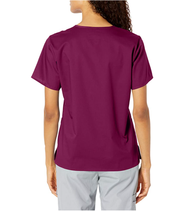 WonderWink 'WonderWORK V-Neck Top' Scrub Top Wine X-Small