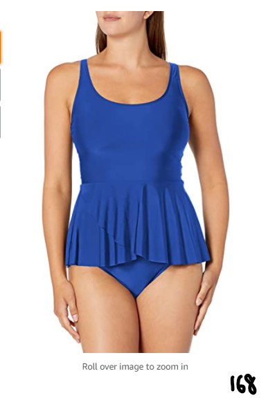 Athena Women's Ruffle Waist Swimsuit Tankini Top Samba Solids Blue 8