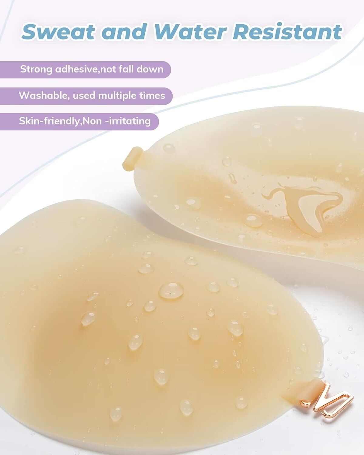 APOWUS Sticky Ultra Thin Invisible Strapless Backless Silicone Bra, Small Cup A