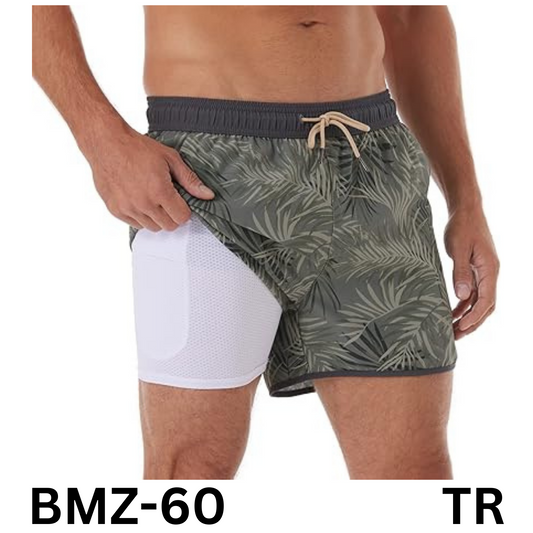 BRISIRA Mens Short Swim Trunks- Compression Liner Retro Vintage Bathing Suit, 34