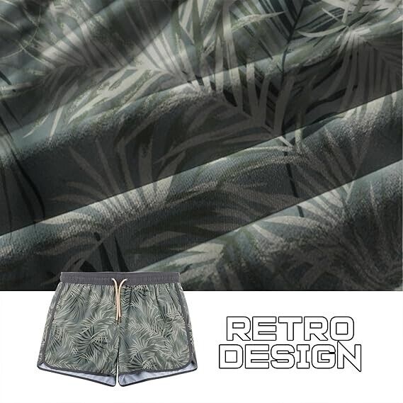 BRISIRA Mens Short Swim Trunks- Compression Liner Retro Vintage Bathing Suit, 34