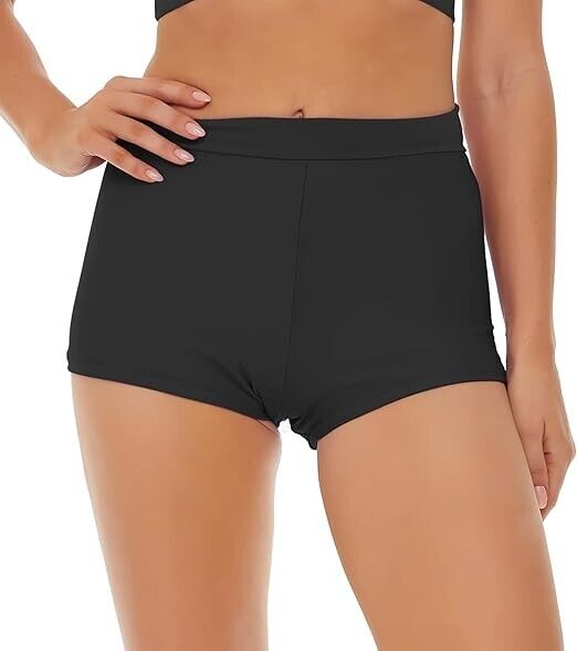 Bellecarrie Women's High Waisted Bathing Suit Bottom Tummy Control Swim Shorts M