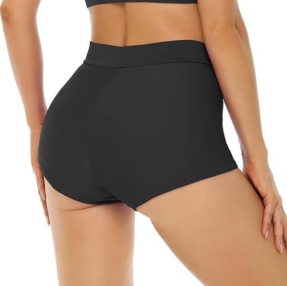 Bellecarrie Women's High Waisted Bathing Suit Bottom Tummy Control Swim Shorts M