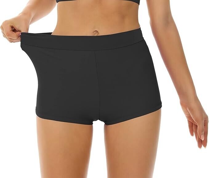 Bellecarrie Women's High Waisted Bathing Suit Bottom Tummy Control Swim Shorts M