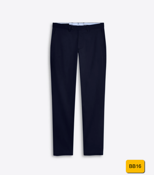 Bugatchi Solid Cotton Flat front pants New Navy Size 33x32 $149