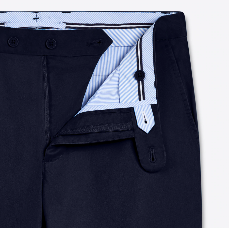 Bugatchi Solid Cotton Flat front pants New Navy Size 33x32 $149